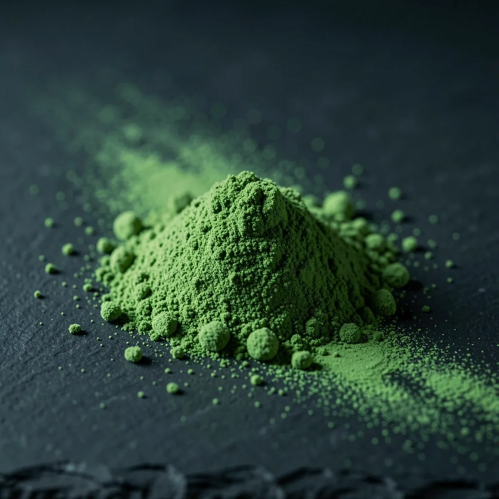 Clean botanical powder on dark surface
